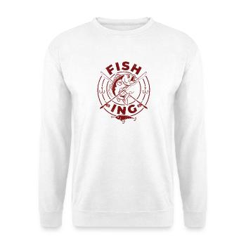Passion Fishing Vintage-Abzeichen - Unisex Pullover - Weiß - Vorne - Alina (178cm) & Michal (187cm)