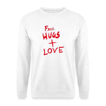 Free Hugs and Love Logo - Unisex Pullover - Weiß - Vorne - Alina (178cm) & Michal (187cm)