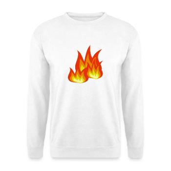 Flammen-Explosion Design - Unisex Pullover - Weiß - Vorne - Alina (178cm) & Michal (187cm)