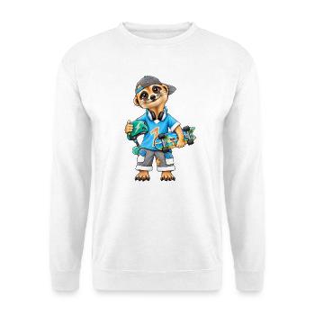 Skater Erdmännchen Coole Streetwear - Unisex Pullover - Weiß - Vorne - Alina (178cm) & Michal (187cm)