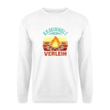 Kaminholz Verleih Holz Verleihen Feuerholz - Unisex Pullover - Weiß - Vorne - Alina (178cm) & Michal (187cm)