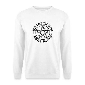 Yule Love Die Wintersonnenwende Pentagramm Heidnisches Yule - Unisex Pullover - Weiß - Vorne - Alina (178cm) & Michal (187cm)