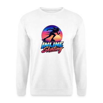 Inline Skating Retro Sunset – Skater - Unisex Pullover - Weiß - Vorne - Alina (178cm) & Michal (187cm)