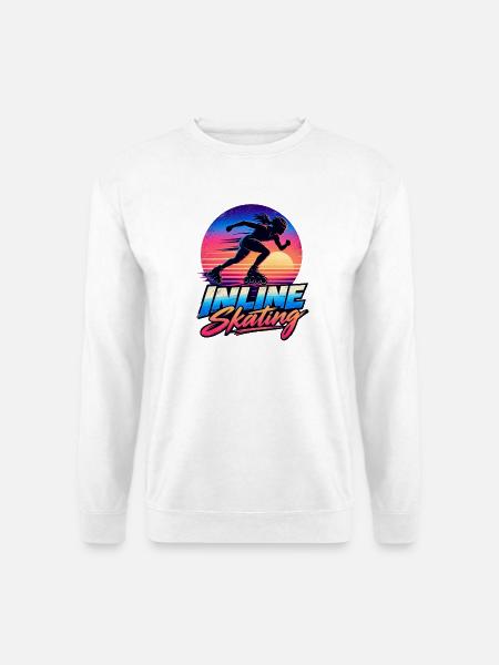 Inline Skating Retro Sunset – Skater - Unisex Pullover - Weiß