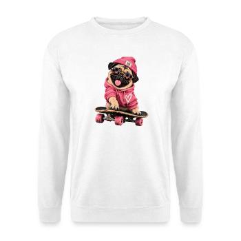 Mops Hund süßer Mops niedlicher Mops - Unisex Pullover - Weiß - Vorne - Alina (178cm) & Michal (187cm)