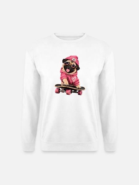 Mops Hund süßer Mops niedlicher Mops - Unisex Pullover - Weiß
