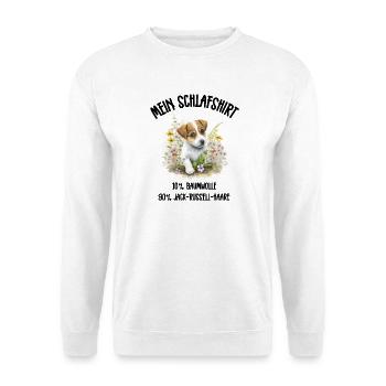 Jack Russell Schlafshirt Blumenwiese - Unisex Pullover - Weiß - Vorne - Alina (178cm) & Michal (187cm)