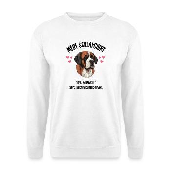 Bernhardiner Herzen Schlafshirt Sanfter Riese - Unisex Pullover - Weiß - Vorne - Alina (178cm) & Michal (187cm)