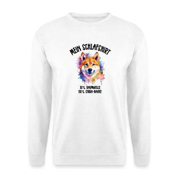 Shiba Inu Schlafshirt Bunt Splash - Unisex Pullover - Weiß - Vorne - Alina (178cm) & Michal (187cm)