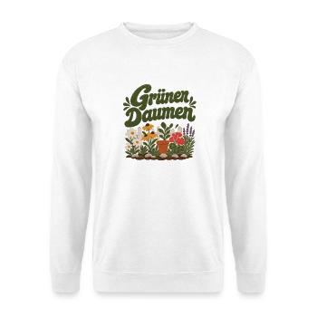 Grüner Daumen Blumenpracht - Unisex Pullover - Weiß - Vorne - Alina (178cm) & Michal (187cm)