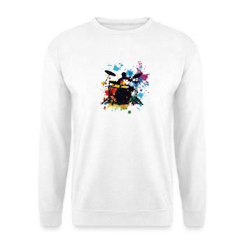 Schlagzeuger Skizze - Unisex Pullover - Weiß - Vorne - Alina (178cm) & Michal (187cm)