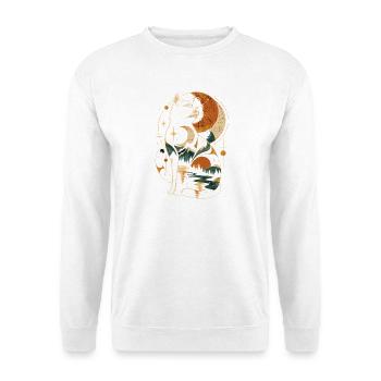Mondkatze im Sternenwald - Unisex Pullover - Weiß - Vorne - Alina (178cm) & Michal (187cm)