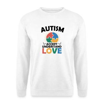 Autismus Akzeptanz Verständnis Liebe  - Unisex Pullover - Weiß - Vorne - Alina (178cm) & Michal (187cm)