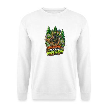 Narrow Trail, Wide Grin - Unisex Pullover - Weiß - Vorne - Alina (178cm) & Michal (187cm)