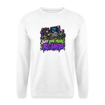 Just One More Round Neon - Unisex Pullover - Weiß - Vorne - Alina (178cm) & Michal (187cm)