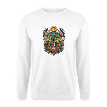 Titel: Südafrika | Springbock, Protea & Natur - Unisex Pullover - Weiß - Vorne - Alina (178cm) & Michal (187cm)