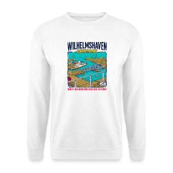 City Wilhelmshaven Germany North Sea Maritime - Unisex Pullover - Weiß - Vorne - Alina (178cm) & Michal (187cm)