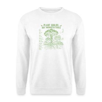Pflanzenzünfte, keine Monokulturen - Unisex Pullover - Weiß - Vorne - Alina (178cm) & Michal (187cm)