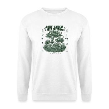 Waldgärten nähren Freiheit - Unisex Pullover - Weiß - Vorne - Alina (178cm) & Michal (187cm)