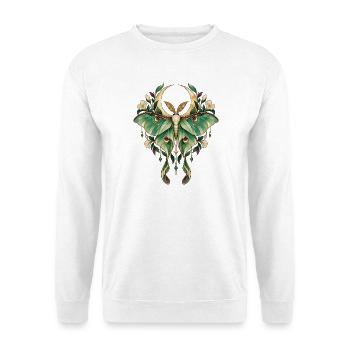 Mondmotte im Jugendstil - Unisex Pullover - Weiß - Vorne - Alina (178cm) & Michal (187cm)