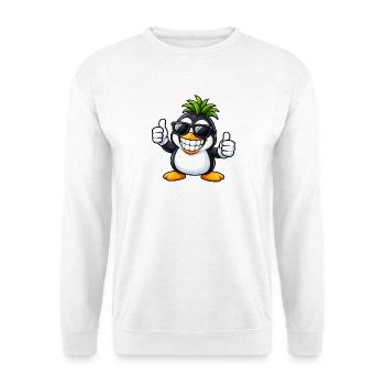 Cooler Pinguin mit Ananas Frisur - Unisex Pullover - Weiß - Vorne - Alina (178cm) & Michal (187cm)