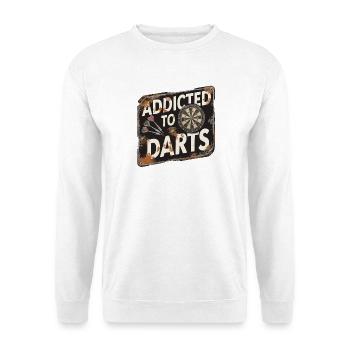 Addicted To Darts Dartspiel Pfeile Und Dartscheibe - Unisex Pullover - Weiß - Vorne - Alina (178cm) & Michal (187cm)