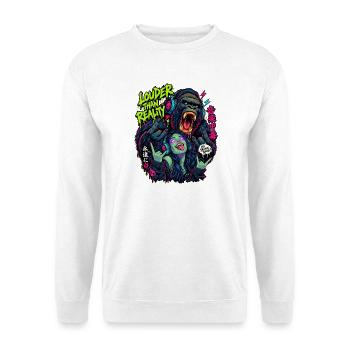 Lauter als Realität Neon-Gorilla - Unisex Pullover - Weiß - Vorne - Alina (178cm) & Michal (187cm)