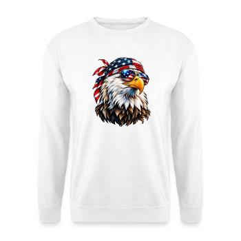 Amerikanischer Weißkopfseeadler – USA Freedom & Patriotic Style - Unisex Pullover - Weiß - Vorne - Alina (178cm) & Michal (187cm)