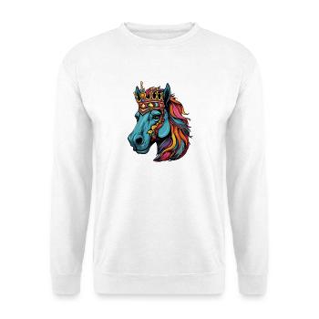 Pferd Krone - Unisex Pullover - Weiß - Vorne - Alina (178cm) & Michal (187cm)