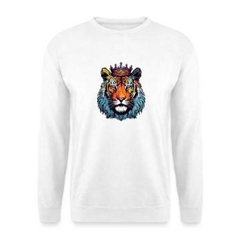 Tiger Krone - Unisex Pullover - Weiß - Vorne - Alina (178cm) & Michal (187cm)