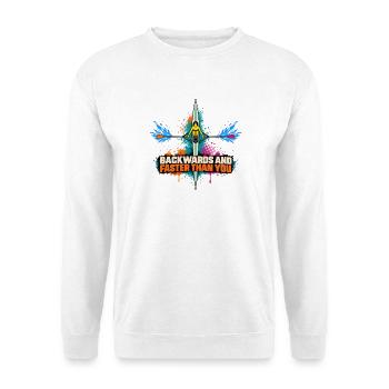 Ruder-Sprint: Rückwärts schneller - Unisex Pullover - Weiß - Vorne - Alina (178cm) & Michal (187cm)