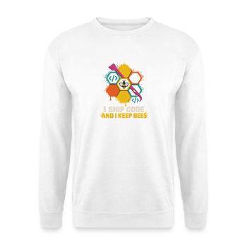 Bienen, Code und bunte Sechsecke - Unisex Pullover - Weiß - Vorne - Alina (178cm) & Michal (187cm)