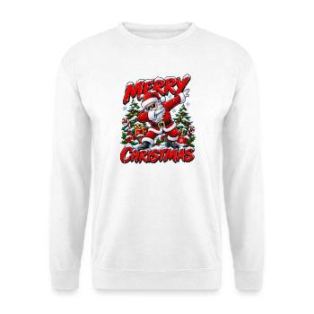 Weihnachtsmann Nikolaus Santa Claus Dabbing  - Unisex Pullover - Weiß - Vorne - Alina (178cm) & Michal (187cm)