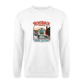 Vintage Roubaix France Historic Textile Hub - Unisex Pullover - Weiß - Vorne - Alina (178cm) & Michal (187cm)