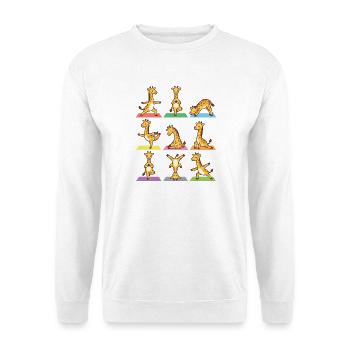 Yoga-Giraffe – Lustige Yoga-Pose Tierliebhaber-Yogi - Unisex Pullover - Weiß - Vorne - Alina (178cm) & Michal (187cm)