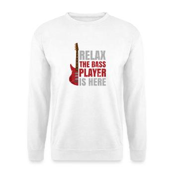 Bass Player E-Bass Bassgitarre Musiker Bassist - Unisex Pullover - Weiß - Vorne - Alina (178cm) & Michal (187cm)