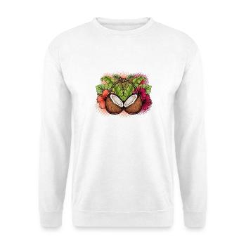 Kokosnuss-BH Hawaiianisches lustiges tropisches Kostüm Hawaii - Unisex Pullover - Weiß - Vorne - Alina (178cm) & Michal (187cm)