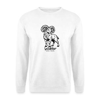 Widder – illustriertes Sternzeichen - Unisex Pullover - Weiß - Vorne - Alina (178cm) & Michal (187cm)