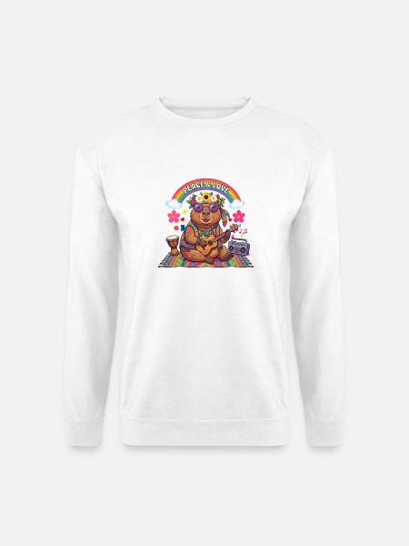 Hippie-Capybara: Frieden und Liebe - Unisex Pullover - Weiß