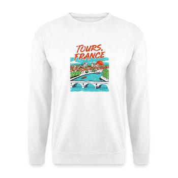 Vintage Style Tours France River Skyline - Unisex Pullover - Weiß - Vorne - Alina (178cm) & Michal (187cm)