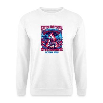 Scottish Fire Festival Edinburgh Celtic Drummers - Unisex Pullover - Weiß - Vorne - Alina (178cm) & Michal (187cm)
