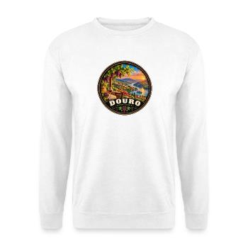 Douro Portugal Weinberge am Fluss Sunset - Unisex Pullover - Weiß - Vorne - Alina (178cm) & Michal (187cm)