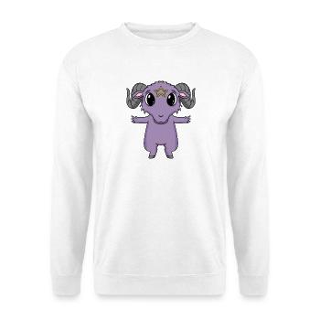 Satan Ziege Motiv - Unisex Pullover - Weiß - Vorne - Alina (178cm) & Michal (187cm)