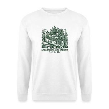 Kleine Systeme lange Ernten - Unisex Pullover - Weiß - Vorne - Alina (178cm) & Michal (187cm)