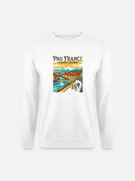 Vintage Pau France Pyrenees Gateway Travel Poster - Unisex Pullover - Weiß
