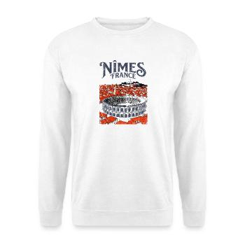 View Retro Nîmes France Roman Arena Cityscape - Unisex Pullover - Weiß - Vorne - Alina (178cm) & Michal (187cm)