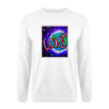 Love im Neon-Kosmos - Unisex Pullover - Weiß - Vorne - Alina (178cm) & Michal (187cm)