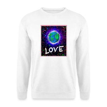 Liebe Kosmos Farbexplosion - Unisex Pullover - Weiß - Vorne - Alina (178cm) & Michal (187cm)