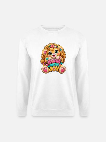 Kawaii Löwenbaby mit JOY Schrift - Unisex Pullover - Weiß