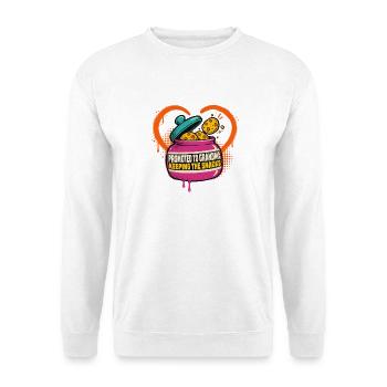 Oma-Status: Snacks bewachen - Unisex Pullover - Weiß - Vorne - Alina (178cm) & Michal (187cm)